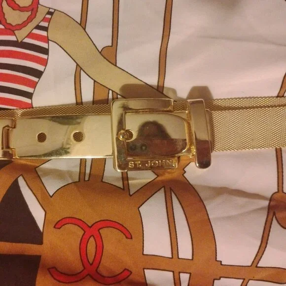 ❤️Stunning! ST JOHN Designer Mesh Gold Tone Belt 27 display picture 2